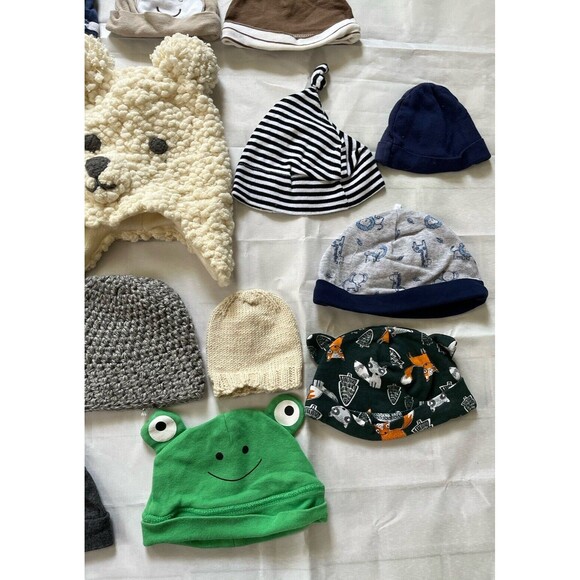Mixed Lot of 20 Infant Baby Boys Hats From Newborn to 6-12 Months - Picture 6 of 7